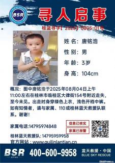 【寻人启事】图中唐铭浩于2025年08月04日上午11:00左右在桂林市临桂区大律街154号附近走失 - 张北28生活网 zhangbei.28life.net